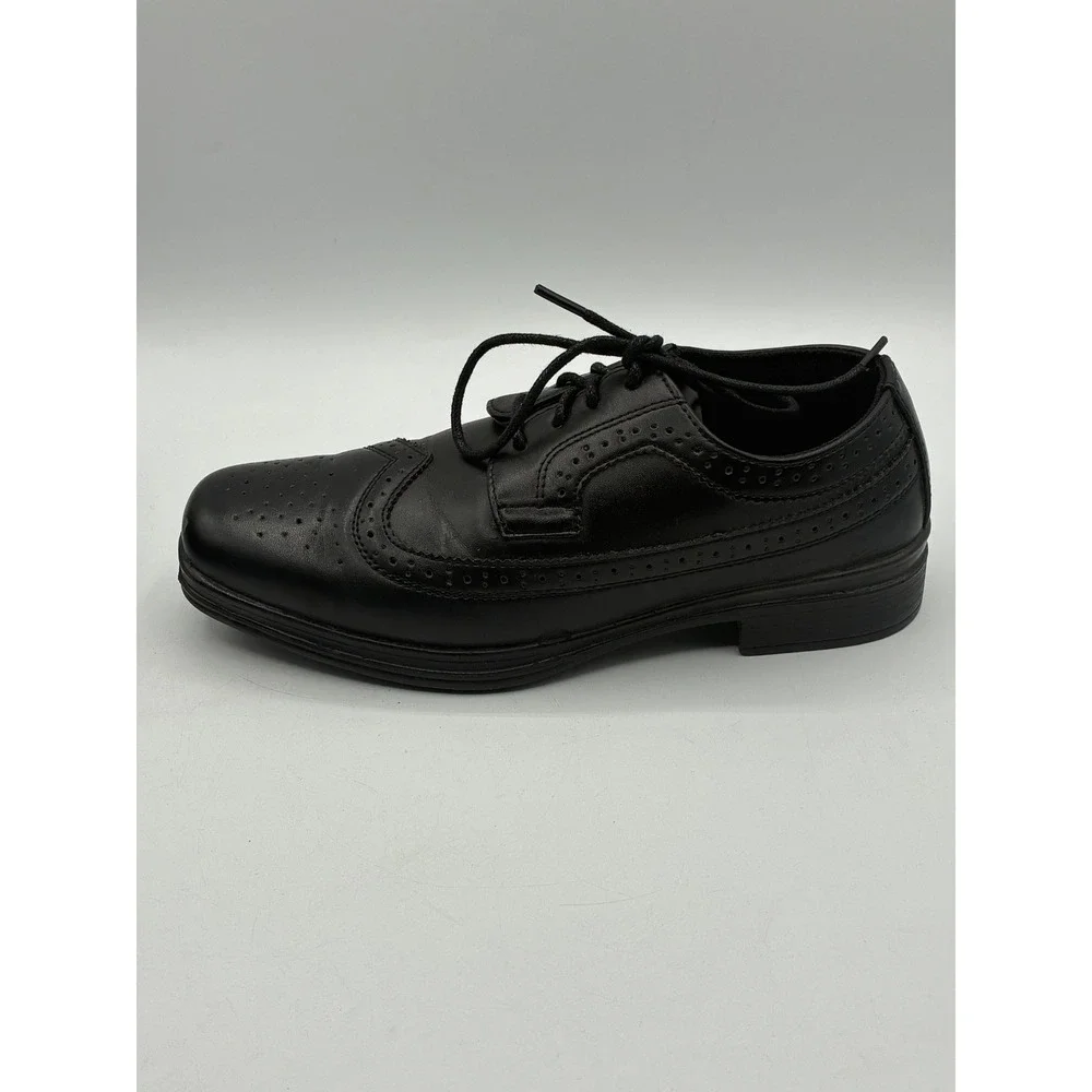 Deer Stags Boys Black Wingtip Oxford Dress Shoes Lace Up Brogue Size 4.5 M